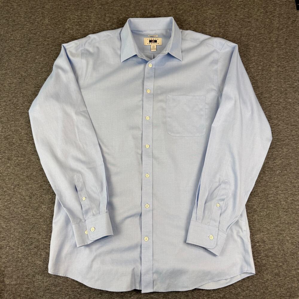 Joseph Abboud Mens Dress Shirt 16.5 36/37 Tall Blue Non-Iron 100% Cotton